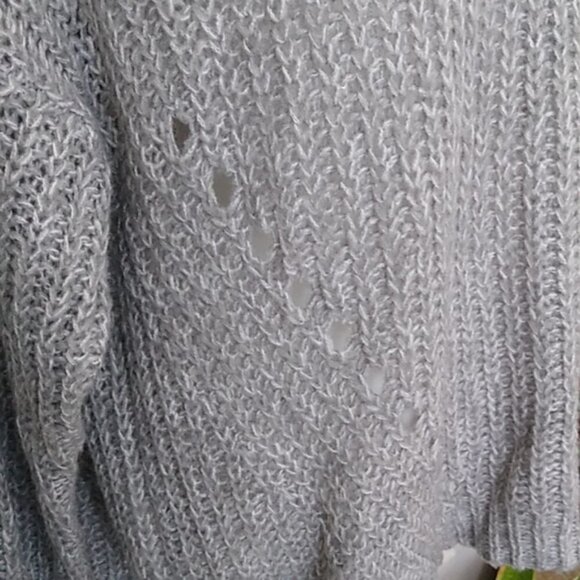 EUC American Eagle Gray Open Weave Oversized Sweater - Picture 8 of 14